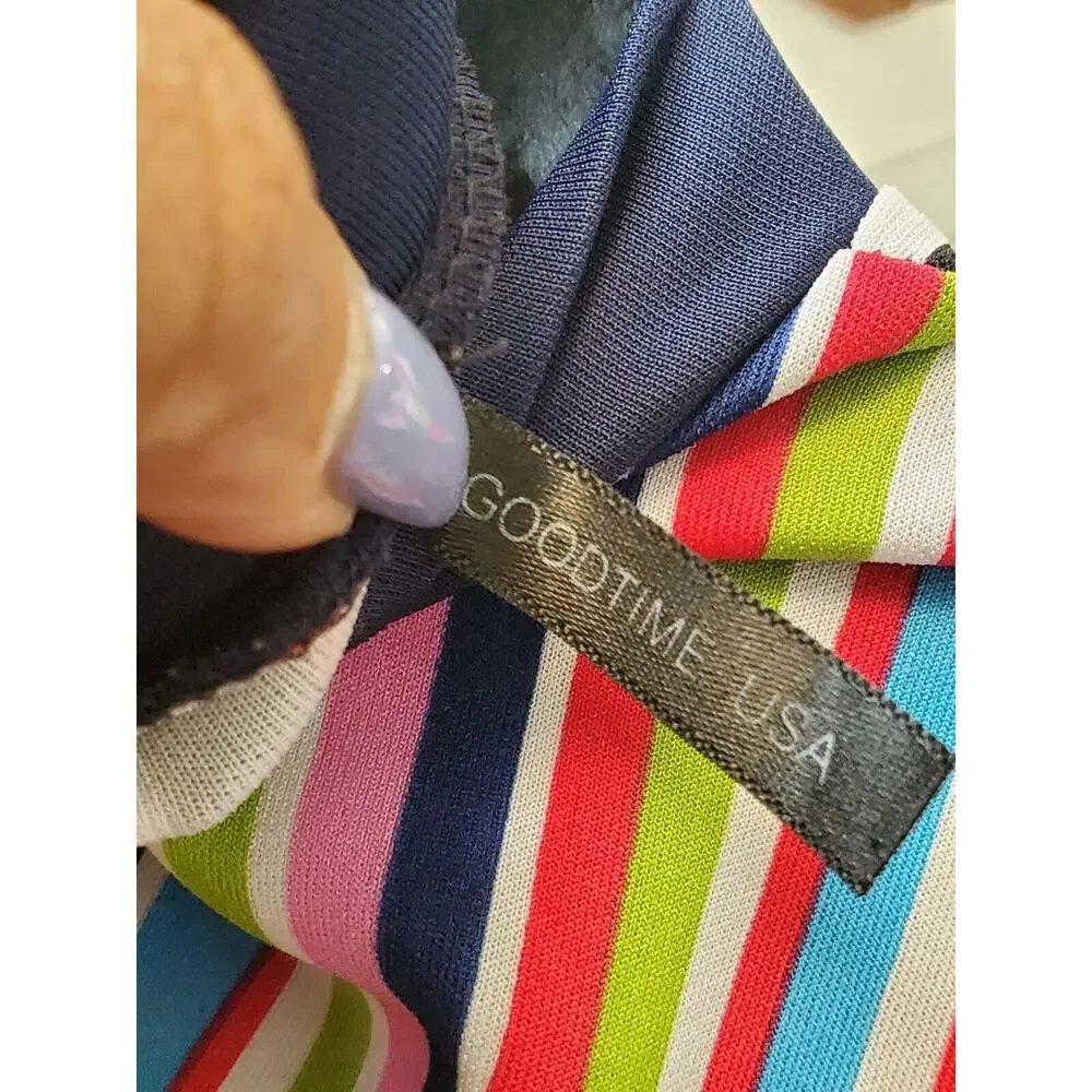 Good Time Womens Multicolor Striped Medallion Short Sleeve Casual Jumpsuit Large - Picture 9 of 11